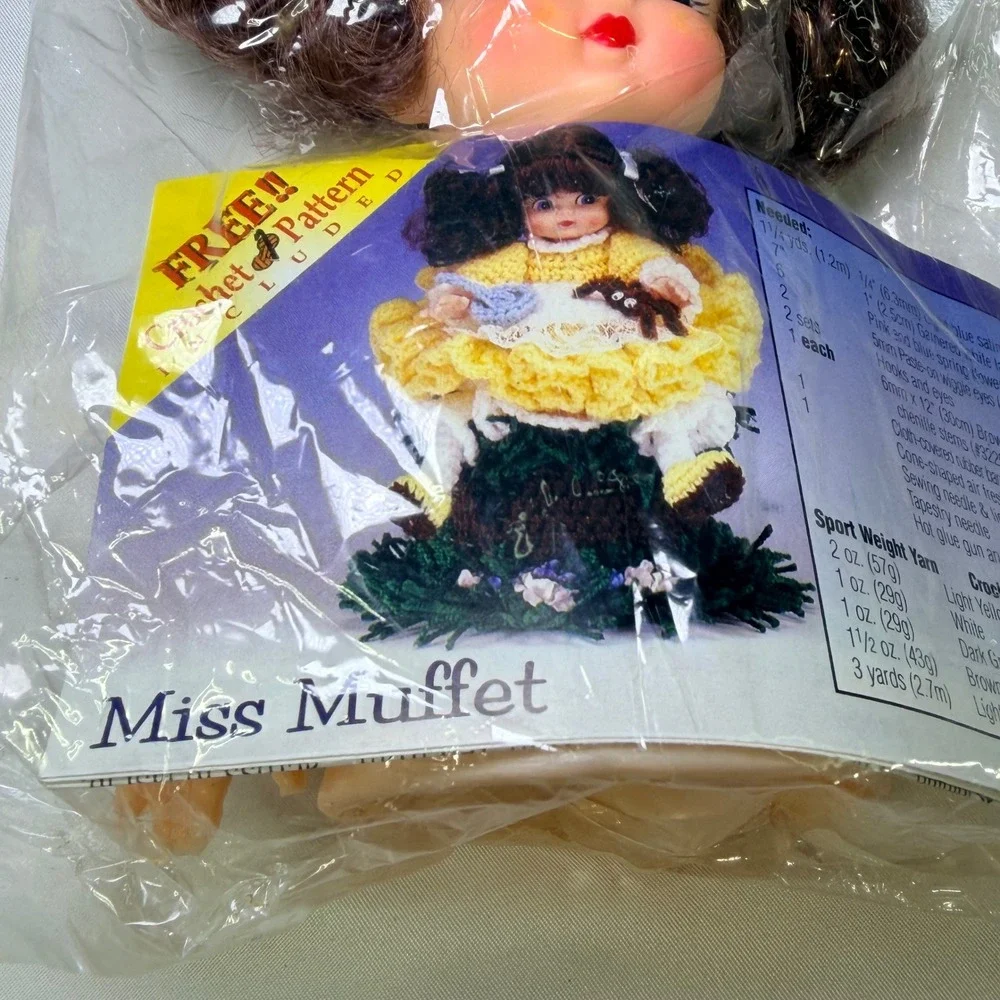 Fibre‎ Craft Air Freshener Doll 3101 Miss Muffet Crochet Pattern Vintage 5.75 in